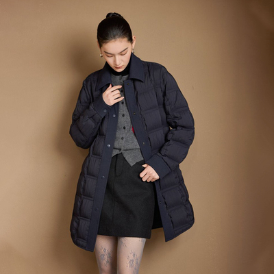 鹅绒服女款中长款保暖羽绒服