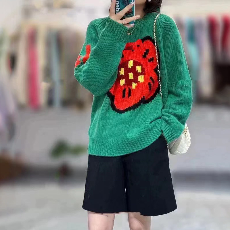 羊绒花朵毛衣绿色重工加厚慵懒宽松欧货打底衫秋冬女休闲大码外套,女装/女士精品,羊绒衫,淘宝优惠券,粉丝福利购,淘宝优惠卷