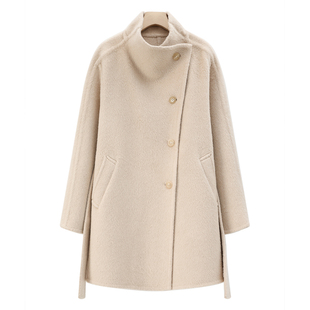 100%baby小骆驼绒大衣女高端秋冬加厚浴袍中长款 小个子双面呢外套