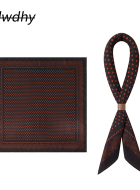 丝毛混纺男士方巾经典橙色圆点搭配佩斯利边框彰显绅士优雅气质