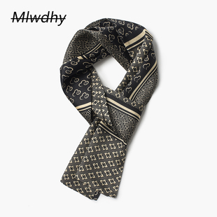 真丝男士围巾桑蚕丝丝巾围脖男款薄款高档春秋季新款脖子纱巾