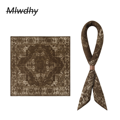复古棕调经典做旧花纹男士方巾