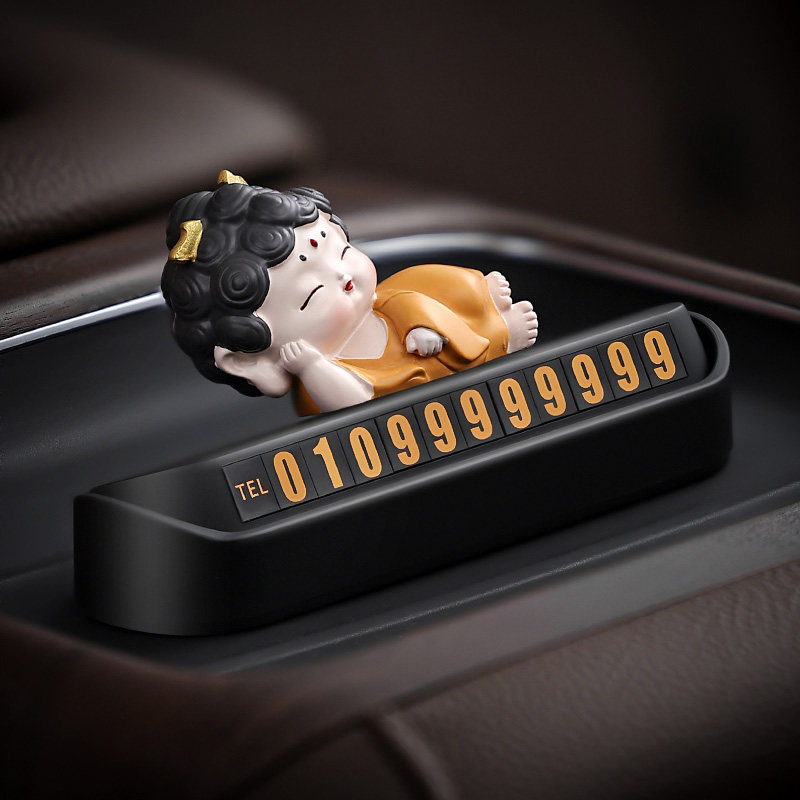 手工原创DIY停车牌禅意小佛汽车临时停车号码牌车载饰品实用大全