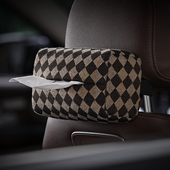 小菱格汽车纸巾盒高级感纸抽盒简约挂式 车载纸巾包抽纸袋车饰用品