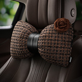 琥珀棕小香风汽车头枕女创意车载护颈枕车用枕头车内装 饰用品大全