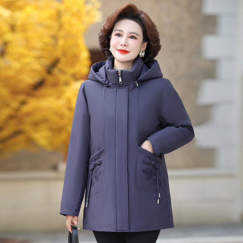 雅致鹿可拆卸内胆羽绒服女中长款2025新款中老年冬季加厚保暖外套