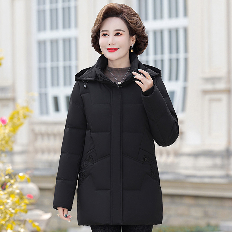 雅致鹿2025羽绒服女中长款新款加厚中年妈妈装大码外套
