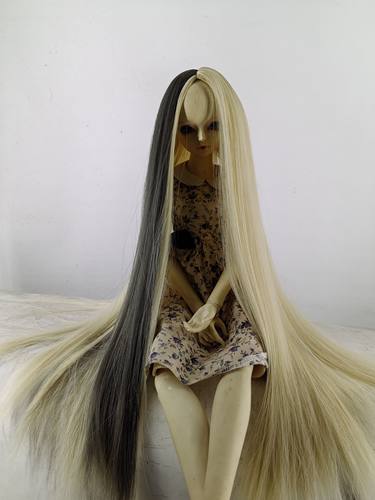 bjd娃娃假发浅金加灰色光仙子白光莹直发卷发高温丝不含娃娃衣服