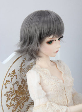 BJD娃娃假发 银灰色微翘短发 叔三分 四分 六分 高温丝bjd FBE100