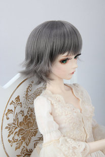 BJD娃娃假发 银灰色微翘短发 叔三分 四分 六分 高温丝bjd FBE100