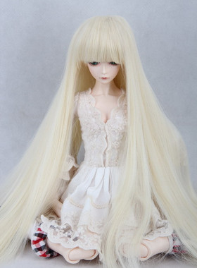 三分 四分 六分 BJD娃娃假发 耐热丝 齐刘海直长发 五色入 FBE013