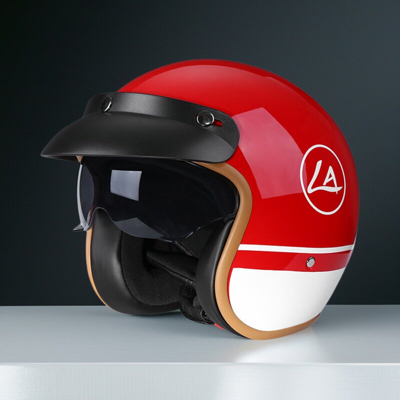 3C认证适用于新大洲本田NS125LA头盔踏板摩托车盔男女机车复古3/4