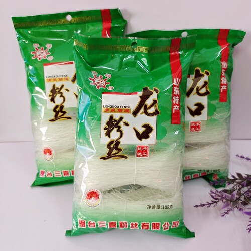包邮山东冠珠牌龙口粉丝188g绿豆豌豆细粉丝家用速煮火锅煮汤凉拌