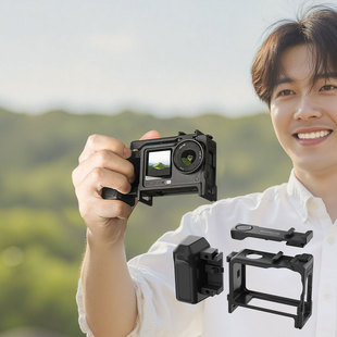 适用于DJI大疆Action6街拍手柄OA6快拆兔笼扫街握把运动相机配件