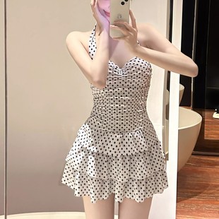 连体裙式 波点甜美女孩泳衣女生保守显瘦遮肉性感大胸聚拢新款 泳装