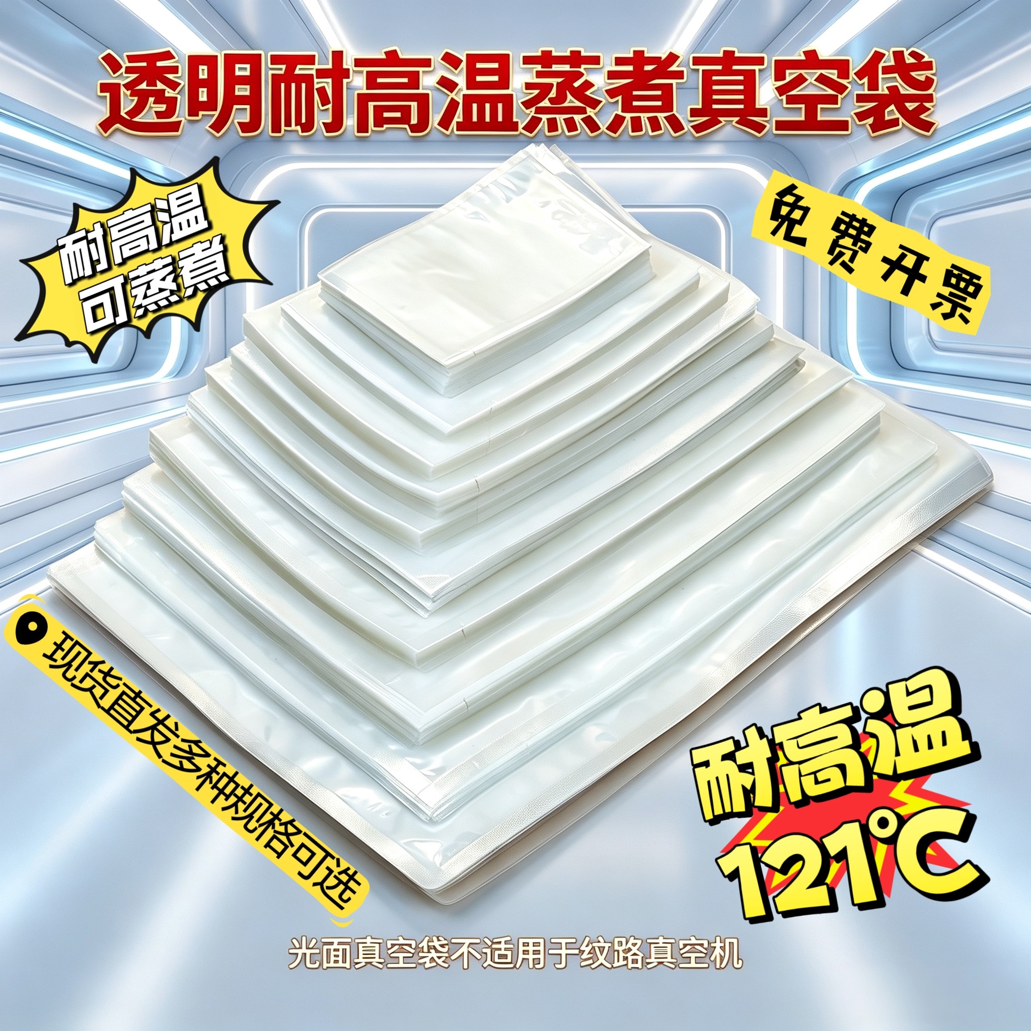 透明耐高温蒸煮真空袋包装袋灭菌袋冷冻三边封熟食食品包装保鲜袋