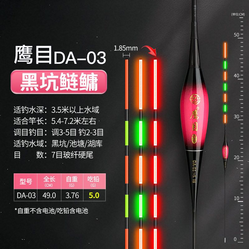 黄金眼咬钩变色夜光漂醒目高灵敏电子漂夜钓浮漂鲫鱼大物日夜两用