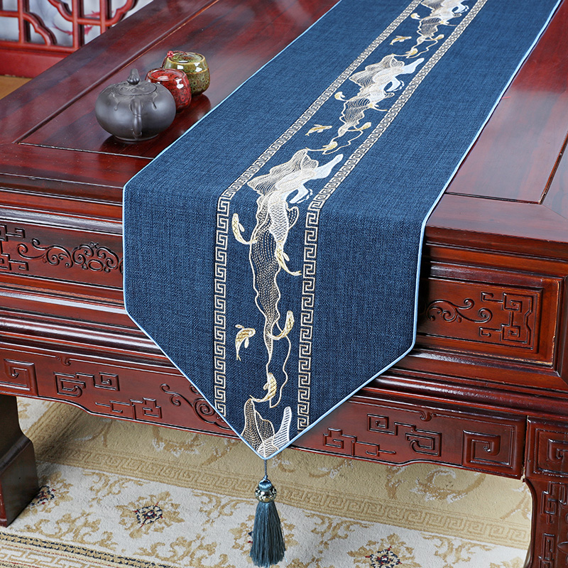 桌旗中式新中式茶台布艺长条简约现代茶席防水茶桌布茶旗垫布定制