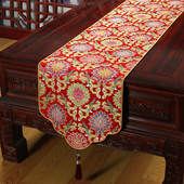 新中式 桌旗茶几旗茶桌垫布禅意餐桌布宋锦绸缎长条茶台布高端茶旗