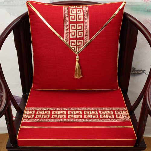 中式红木椅子垫实木圈椅太师椅靠垫茶桌椅垫定制藤椅坐垫靠背一体