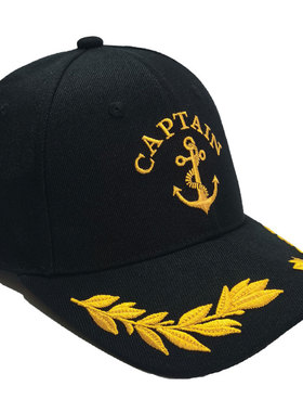 定制帽子印logo刺绣CAPTAIN中国船长航海船锚棒球鸭舌遮阳帽子