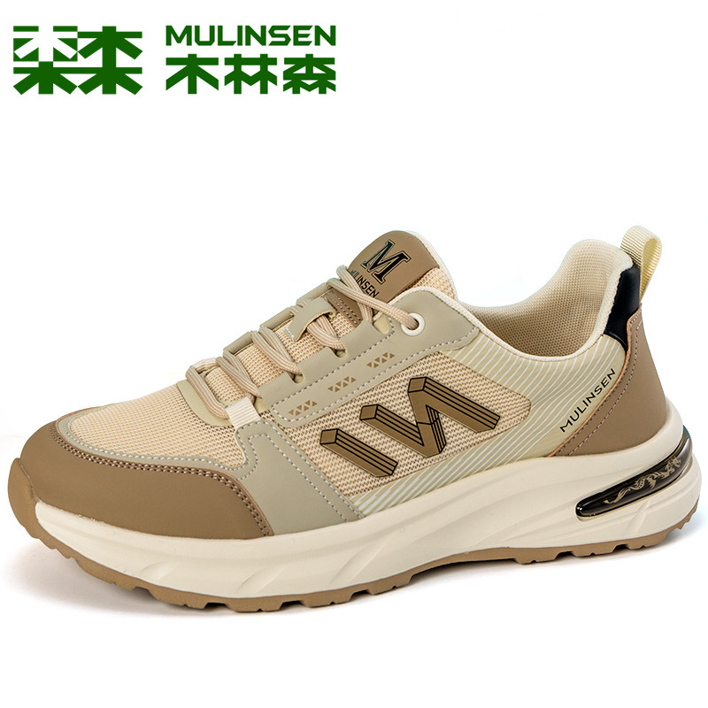 木林森男鞋秋季网面休闲鞋男士透气跑步鞋厚底低帮潮流舒适运动鞋