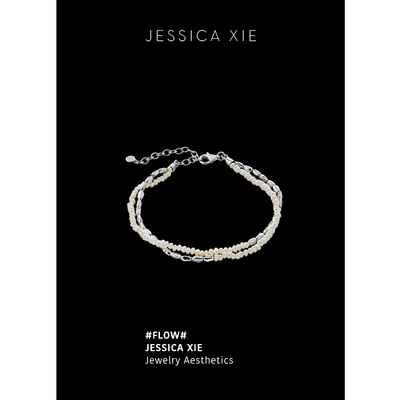 JX I Flow 流动美学 欧美高级感肌理金豆拼接双层天然珍珠手链
