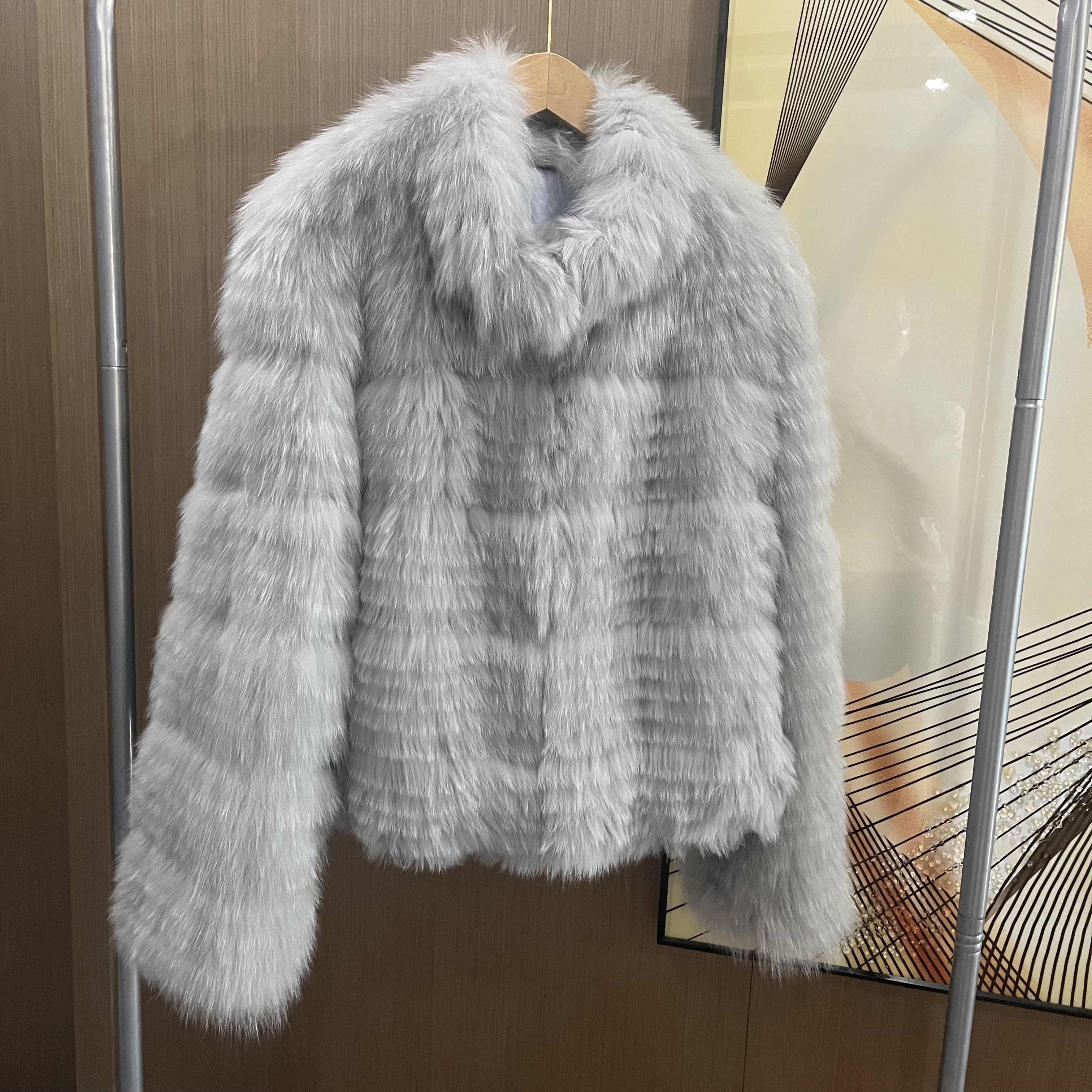 冬季狐狸毛立领显瘦车条外套女
