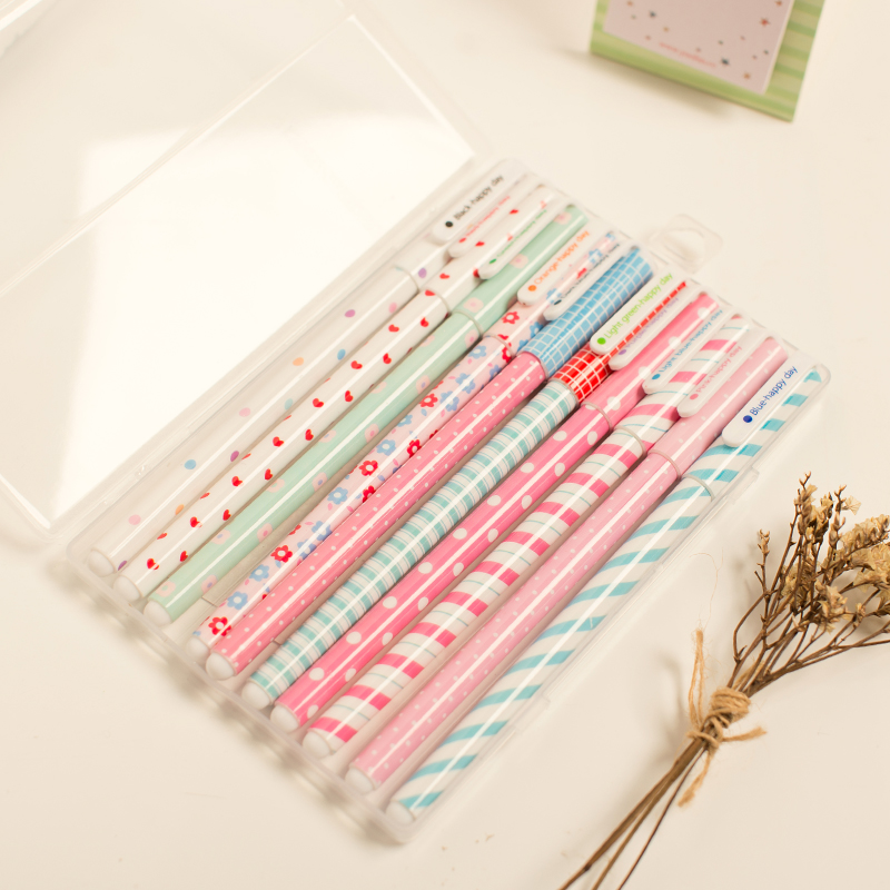 韩式十色彩色中性笔10记号笔学生