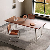 Solid wood dining table design sense, stainless steel rectangular desk, tea-making table, ancient-style homestay display, reception and conference table thumbnail 2