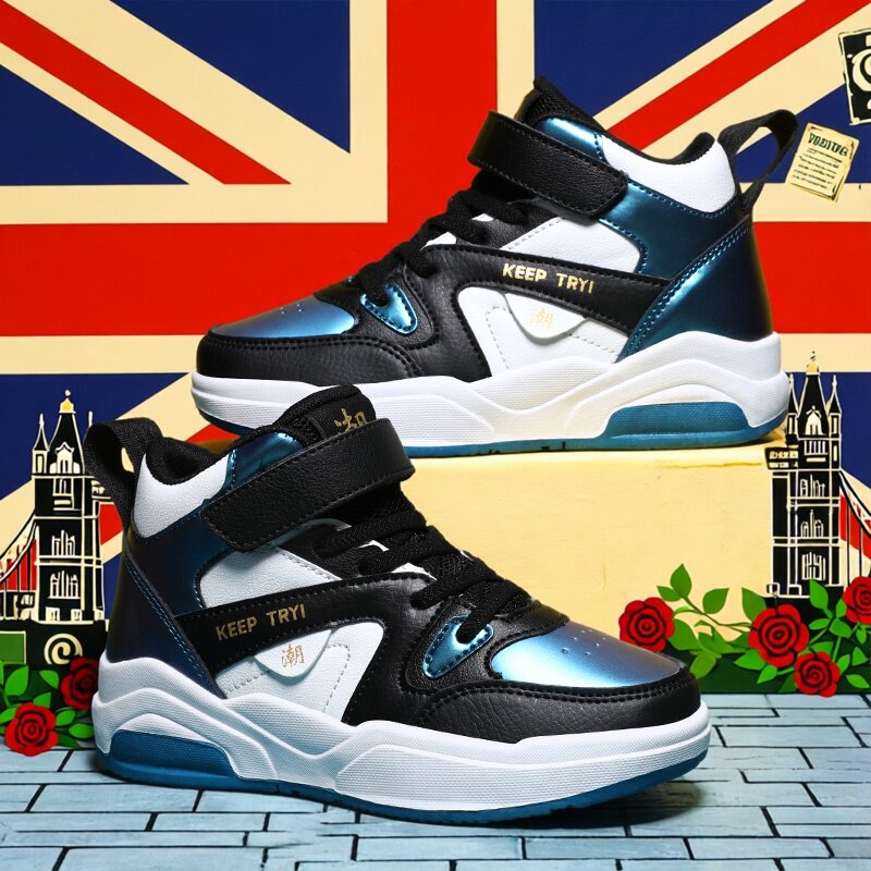 英伦风Gopers潮牌欧洲站篮球鞋男童鞋中大童儿童防滑单鞋高帮板鞋