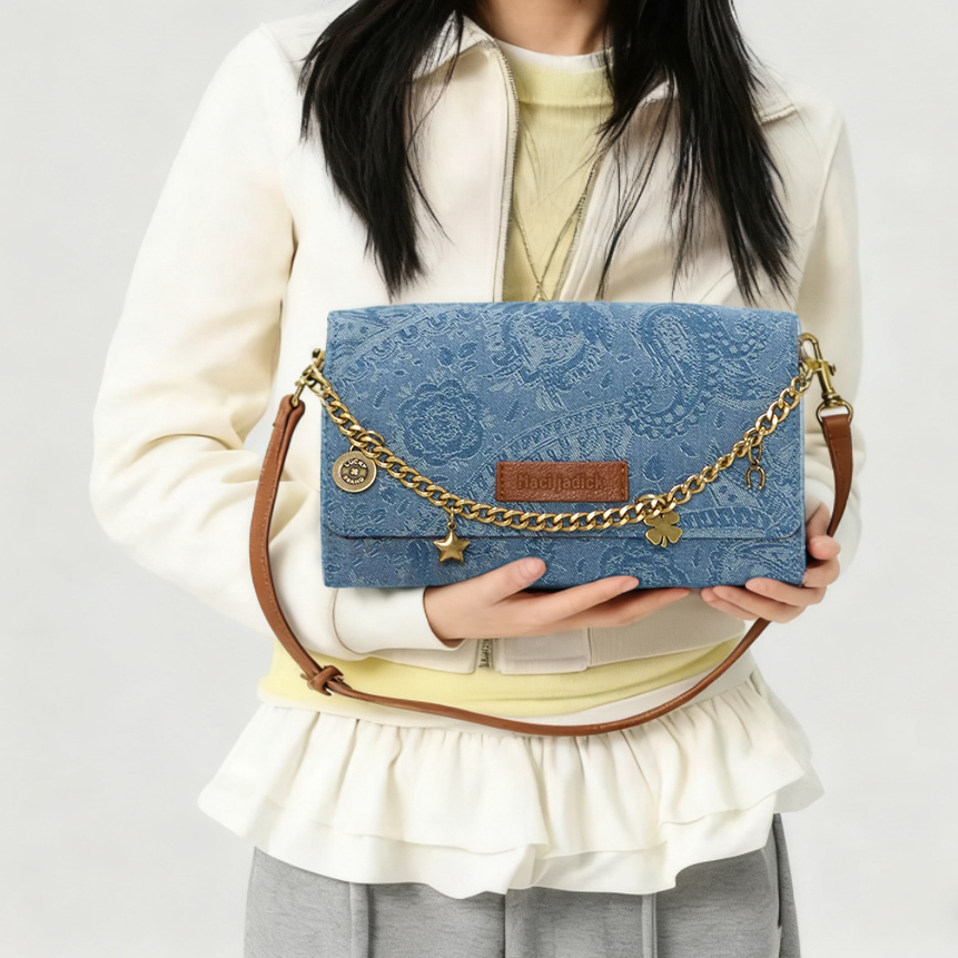 Maci jadick轻奢牛仔链条包女时尚百搭斜挎包高级感女士