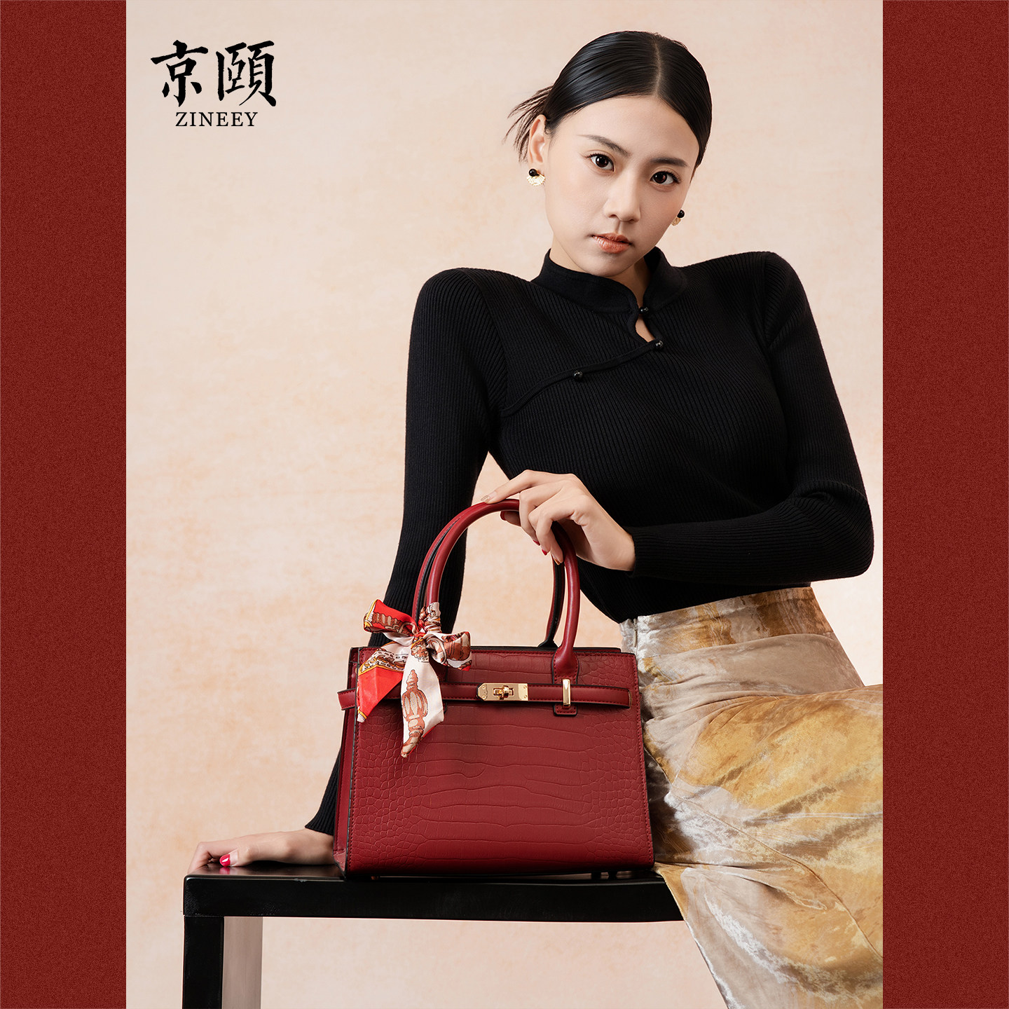 2026新款红色鳄鱼纹婚包女新娘手提包大容量斜挎结婚包包妈妈款