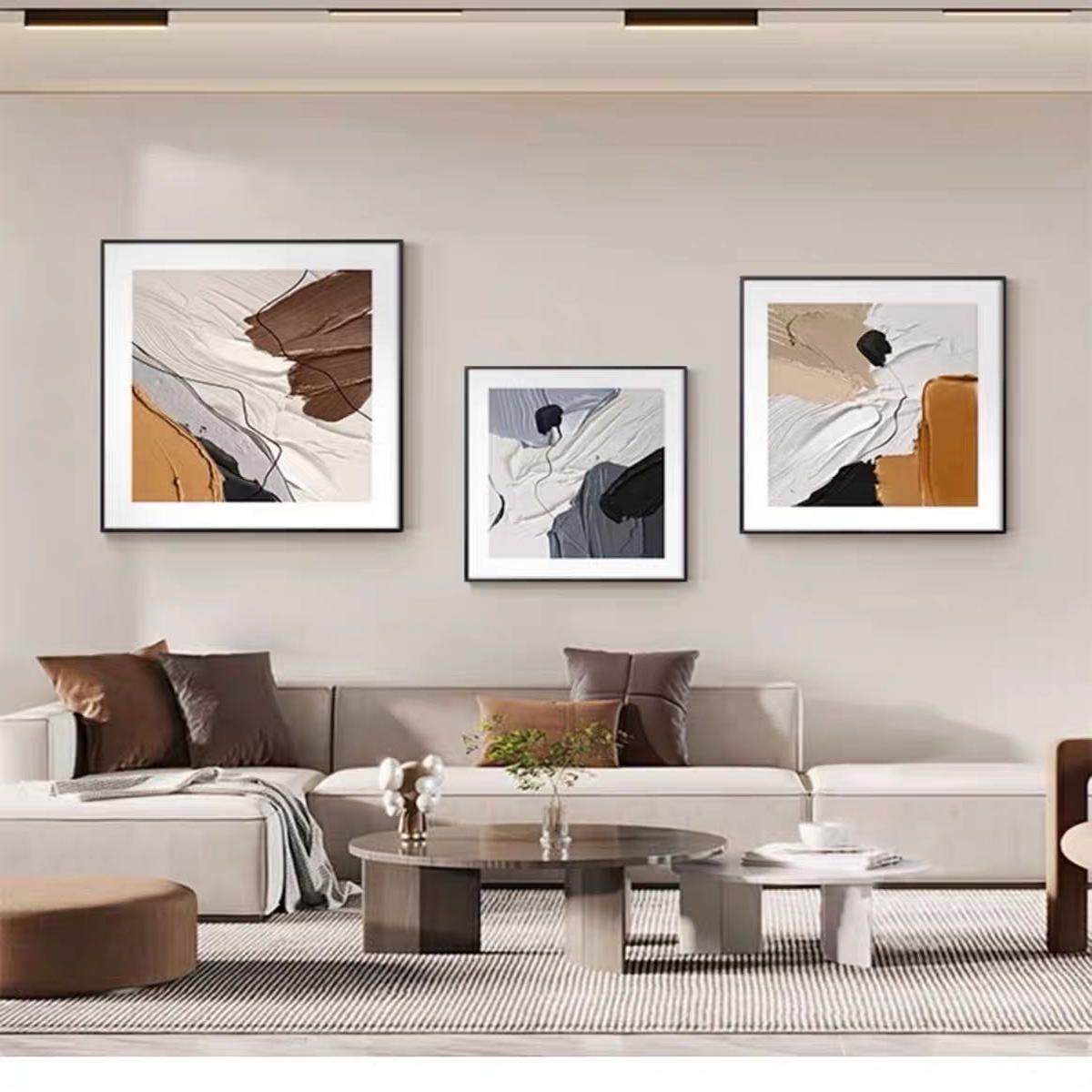 轻奢抽象艺术客厅沙发背景墙装饰画高级感方形餐厅挂画组合卧室画,家居饰品,现代装饰画,淘宝优惠券,粉丝福利购,淘宝优惠卷