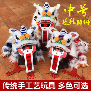 舞狮儿童玩具提线木偶狮子中国风道具新年春节礼品中号43带木架