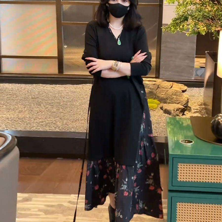 设计感假两件气质连衣裙女2025年春装新款宽松中长款过膝长袖裙子,女装/女士精品,连衣裙,淘宝优惠券,粉丝福利购,淘宝优惠卷