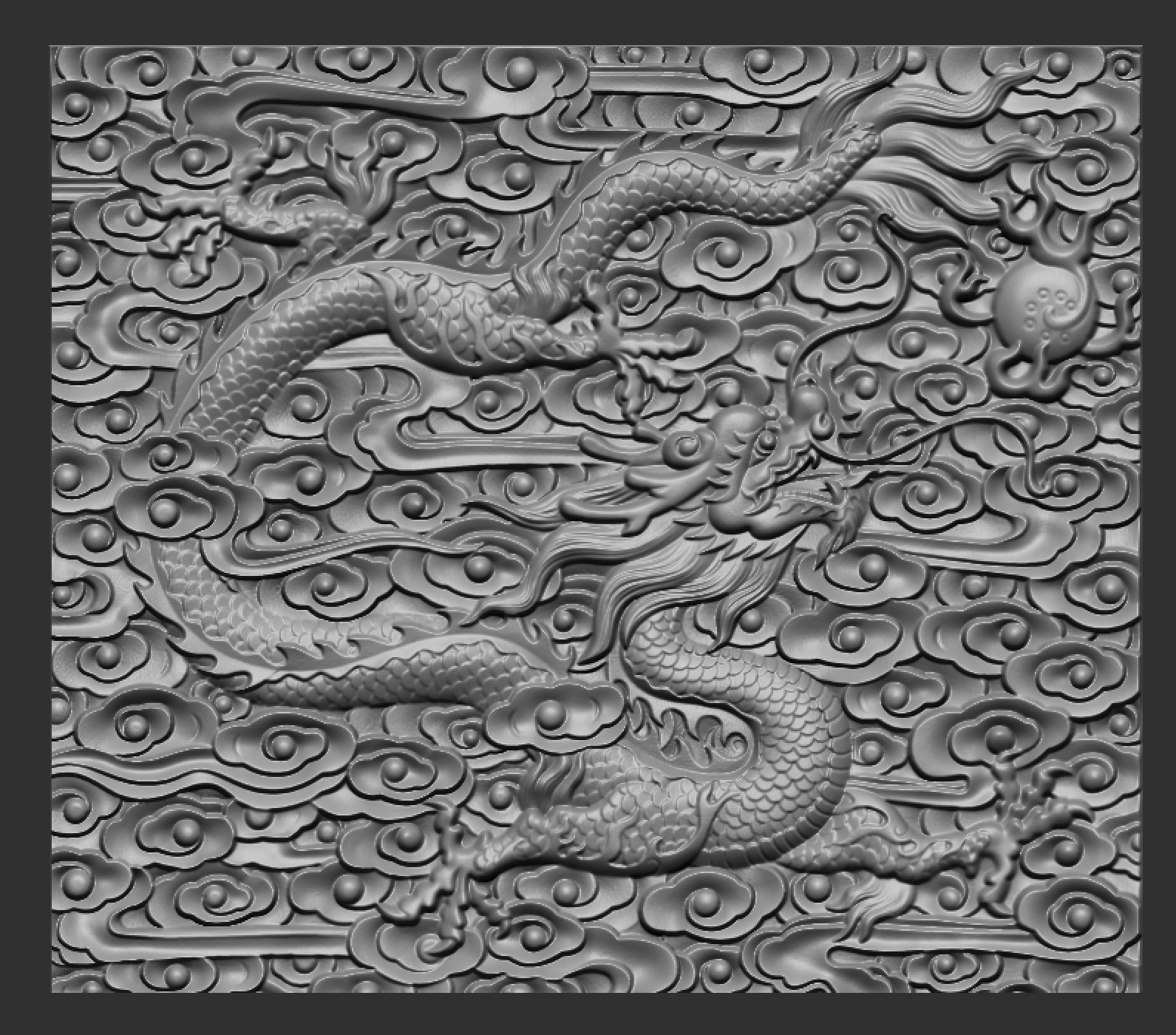 龙浮雕模型 雕刻文件stl 祥云 三维图 3d打印数据