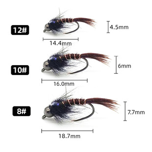 BLF316钨头若虫飞蝇 钨珠配重沉水若虫路亚飞钓冰钓飞蝇饵