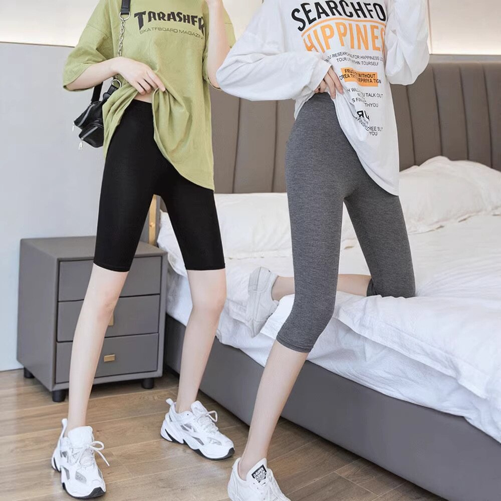 莫代尔七分打底裤高腰薄款修身加肥加大码显瘦女裤跨境热销紧身