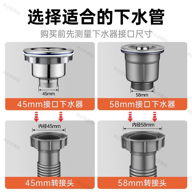 厨房洗菜盆双头连接管双水槽下水管双螺纹接口排水管水池软管配件
