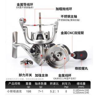 鲲霆跨境小优特佳纺车轮双摇臂微物泛用8kg拉力值远投打黑锚鱼路