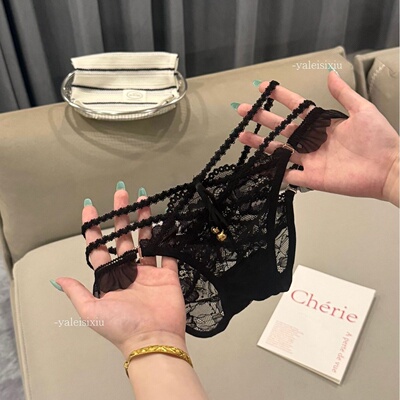 正品2087#日系纯欲性感火辣女士蕾丝内裤个性领铛绑带舒适透气