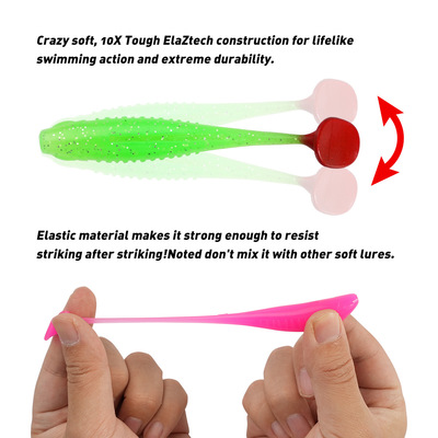 TPR软饵软胶浮水软鱼T尾8cm7只/包ZMAN路亚饵Paddle POPTPR软饵