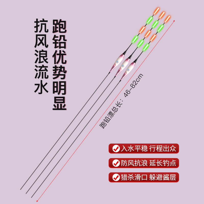 忆柳自立电子漂加粗浮漂批发大物跑铅夜光漂日夜两用 无铅电子漂