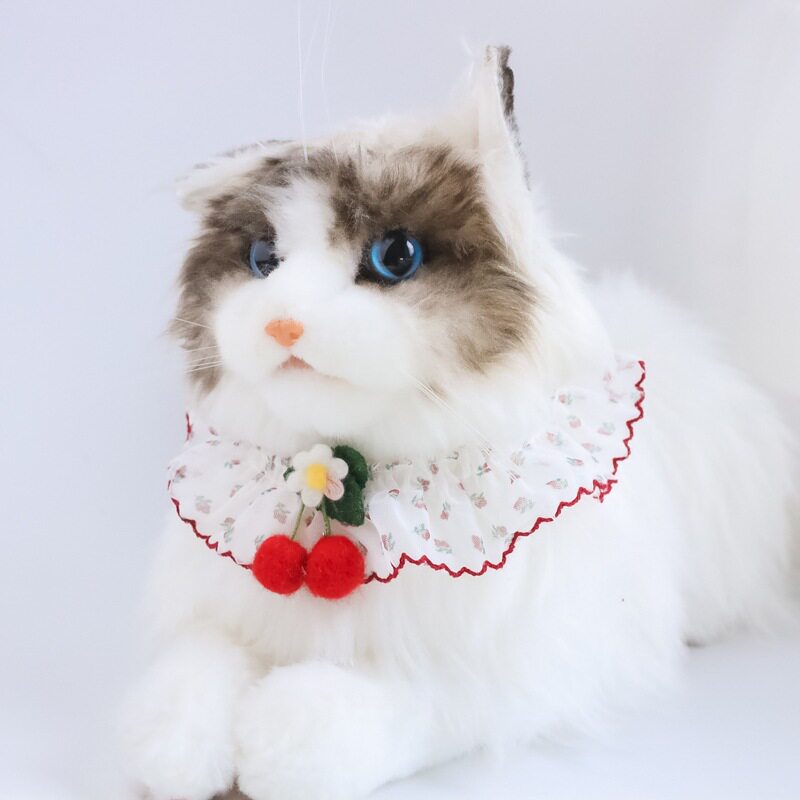 特价跨境亚马逊宠物项圈小猫咪狗爱心蕾丝围脖蝴蝶结饰品樱桃花朵