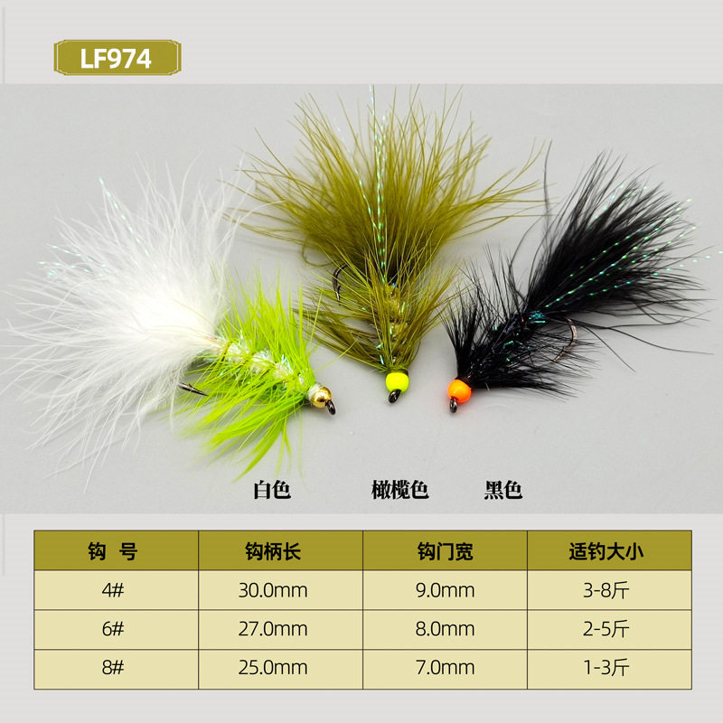 武力八哥 饰带飞蝇钩 仿生飞钓路亚虹鳟管理场鳟鱼鲑鱼鲈鱼翘嘴