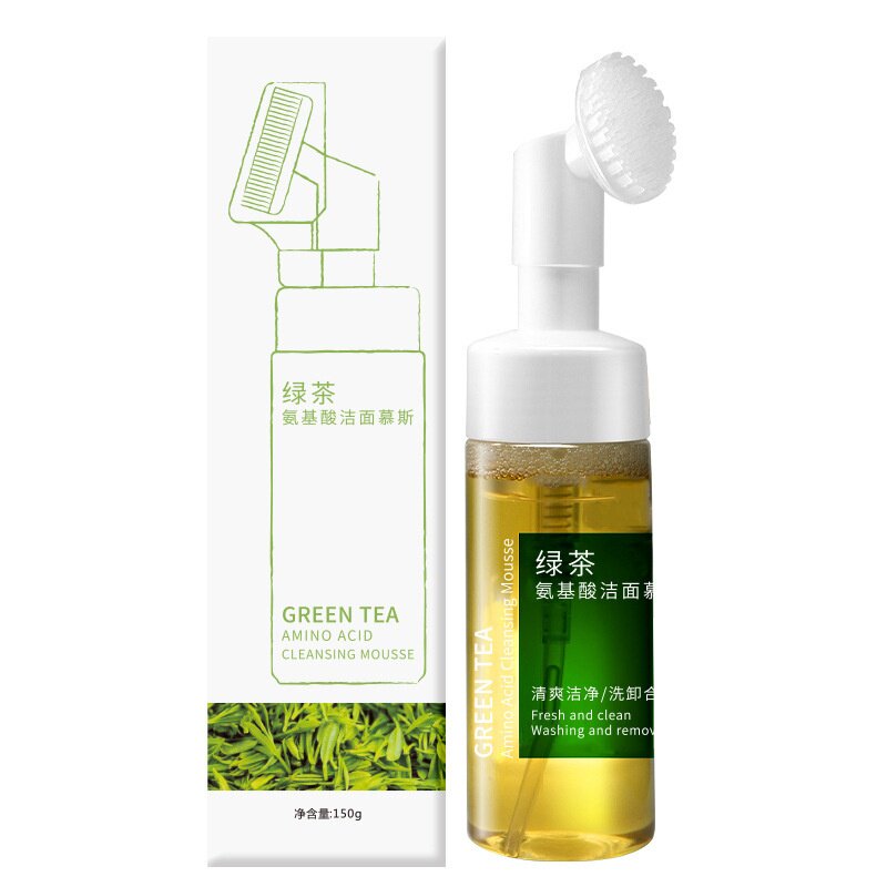 兮引氨基酸绿茶洁面慕斯泡沫卸妆二合一清洁外贸洗面奶氨基酸泡沫