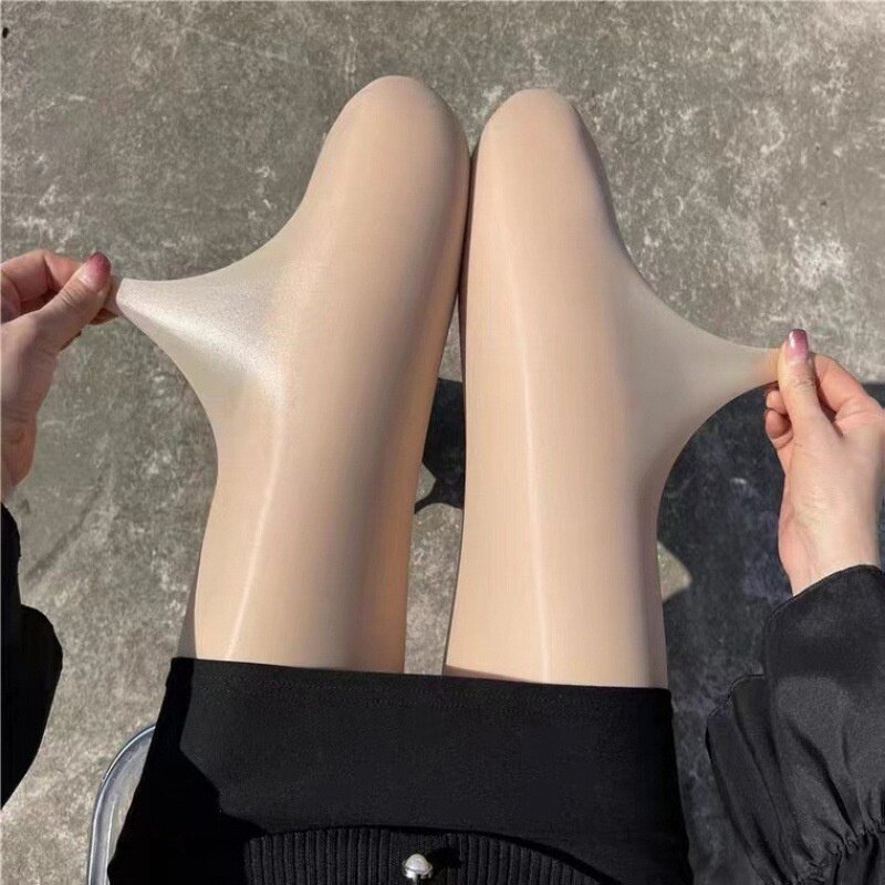 马油丝袜女薄款防勾丝油亮丝滑连裤袜春秋季面膜油光黑丝袜Sy