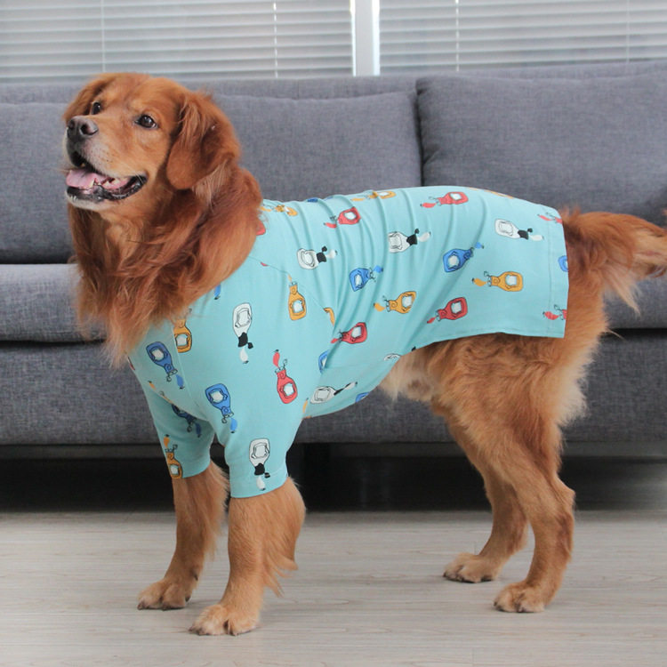 金毛拉布拉多大型犬宠物衣服夏季薄款可爱韩版狗狗短袖棉T恤代发