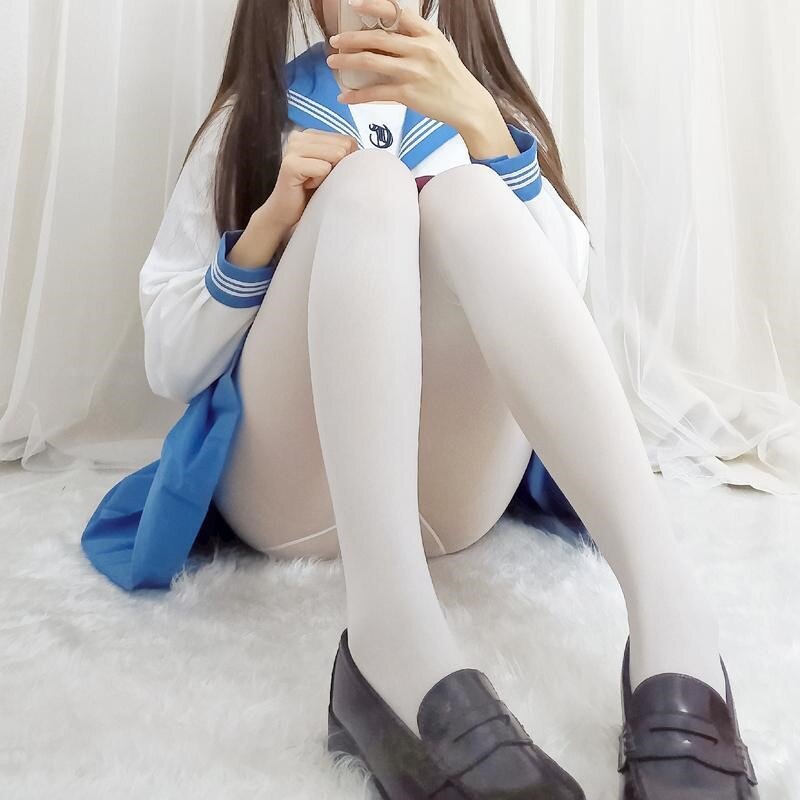 日系奶白色天鹅绒打底连裤黑色丝袜女秋冬加厚保暖软妹春夏季薄款